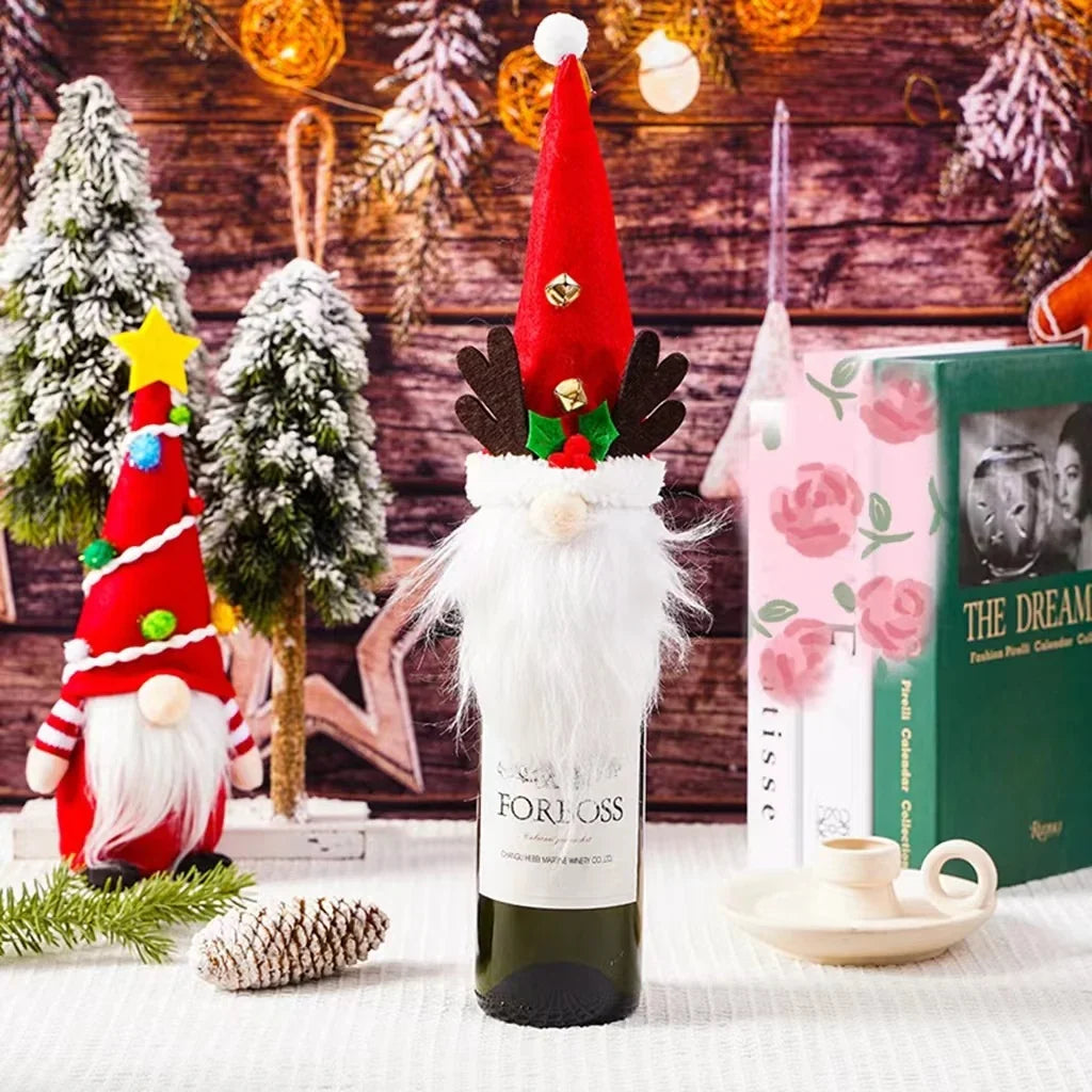 Wine Bottle Cover Festive Santa Plush Lined