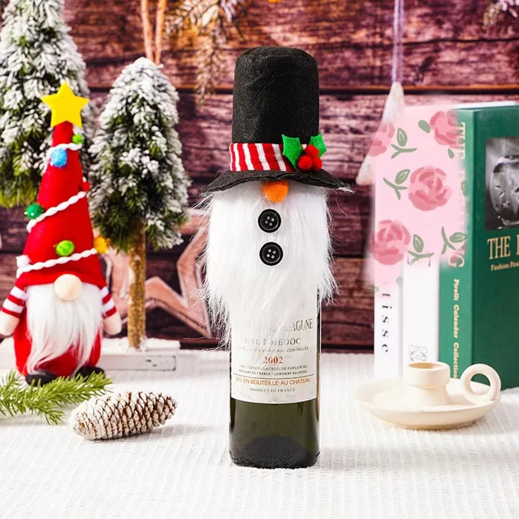 Wine Bottle Cover Festive Santa Plush Lined