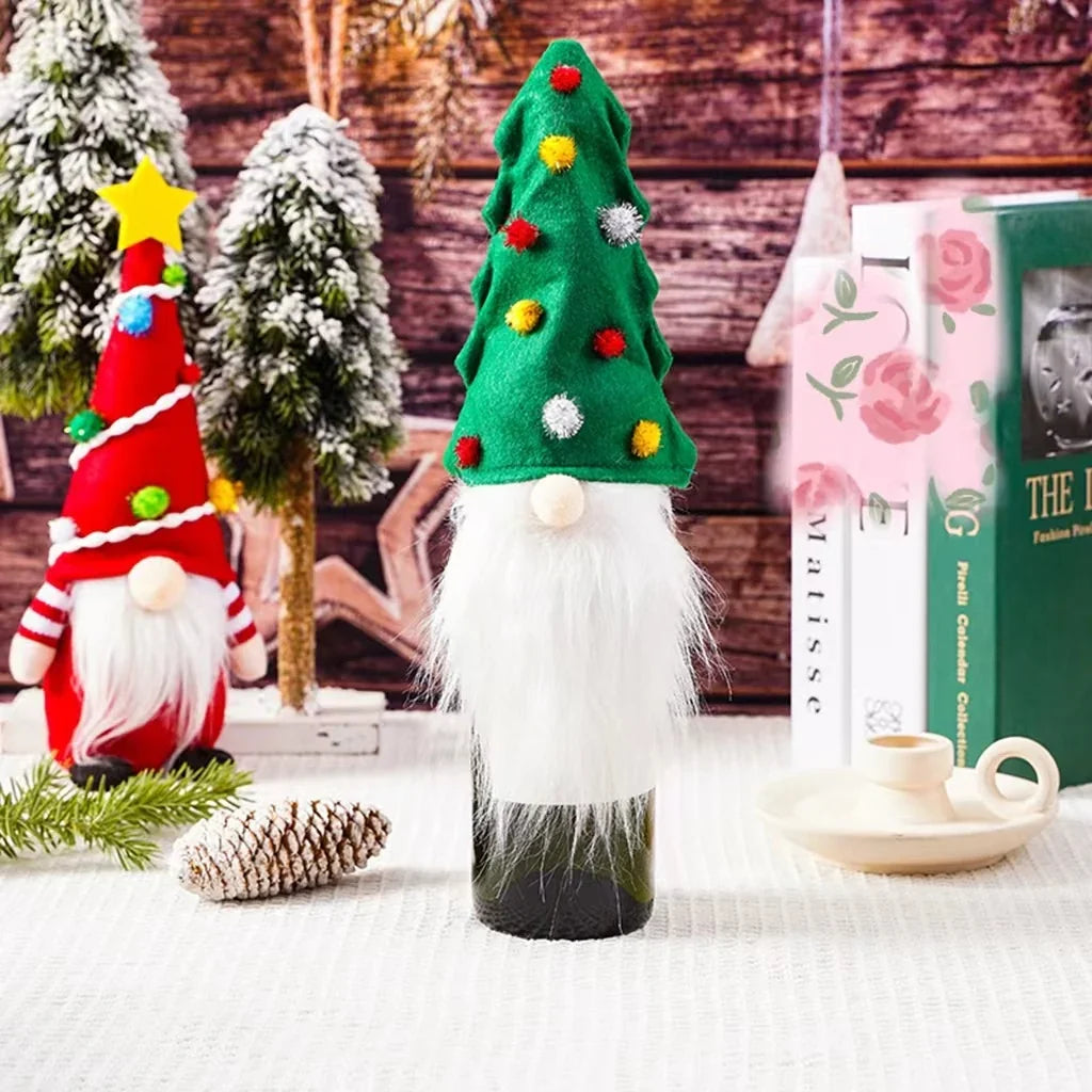Wine Bottle Cover Festive Santa Plush Lined