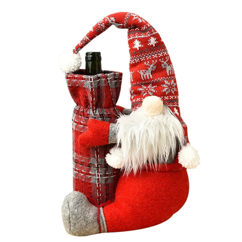Wine Bottle Holder Santa Claus Design Soft Durable Fabric