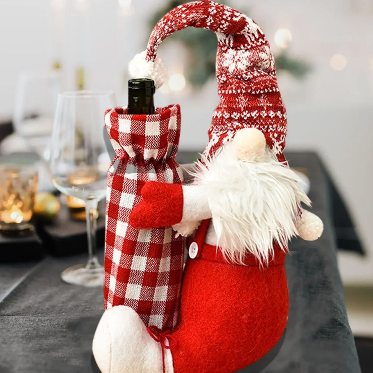 Wine Bottle Holder Santa Design Soft & Durable Fabric