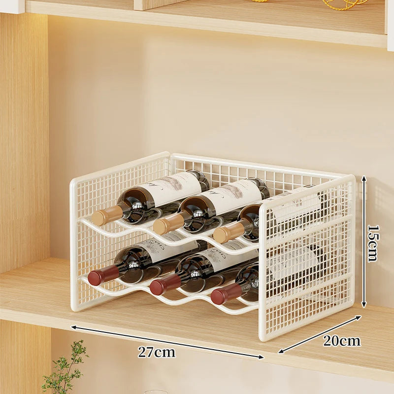 Wine Bottle Rack Powder-Coated Iron Space-Saving