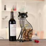 Wine Cork Holder Metal Cat-Shaped Tabletop Display