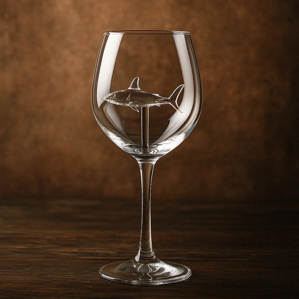 Wine Glass Built-In Shark Design 10.1 Oz Capacity