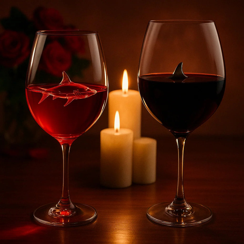 Wine Glass Built-In Shark Design 10.1 Oz Capacity