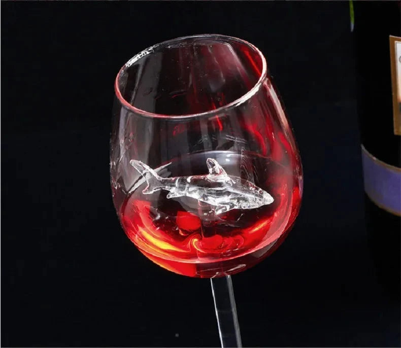 Wine Glass Built-In Shark Design 10.1 Oz Capacity