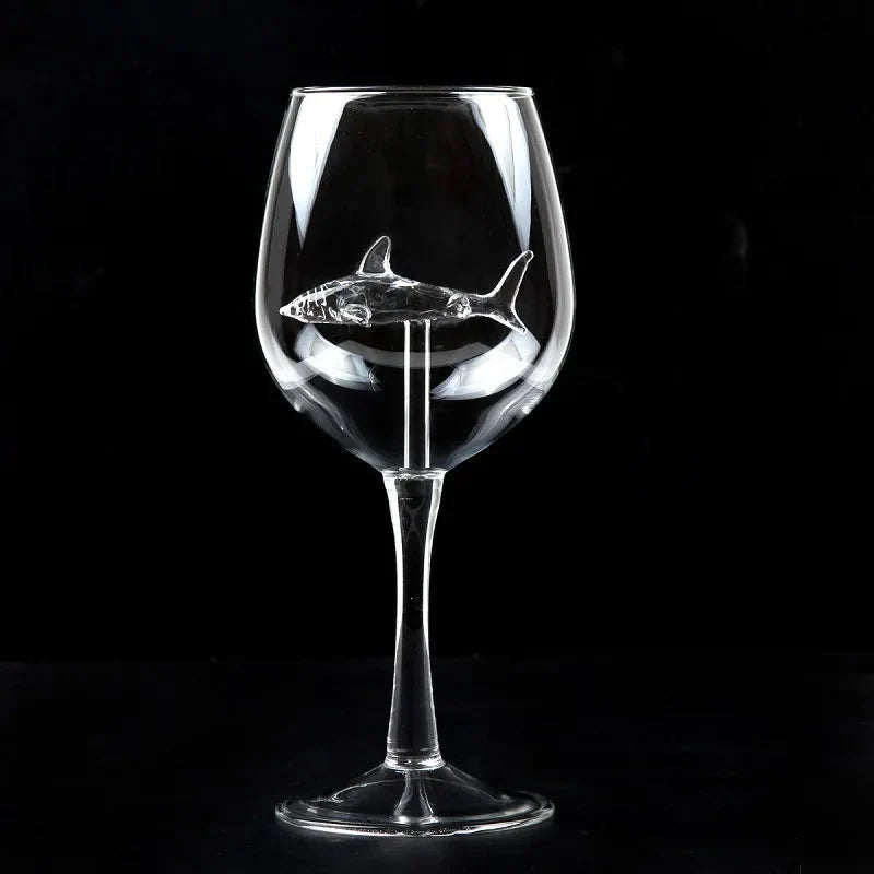 Wine Glass Built-In Shark Design 10.1 Oz Capacity