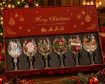 Wine Glasses Clear Glass Raised 3D Holiday Designs Set of 6