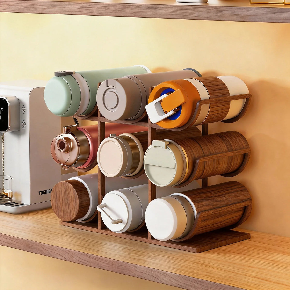 Wine Rack Powder-Coated Metal 6-Bottle Capacity Stackable Design