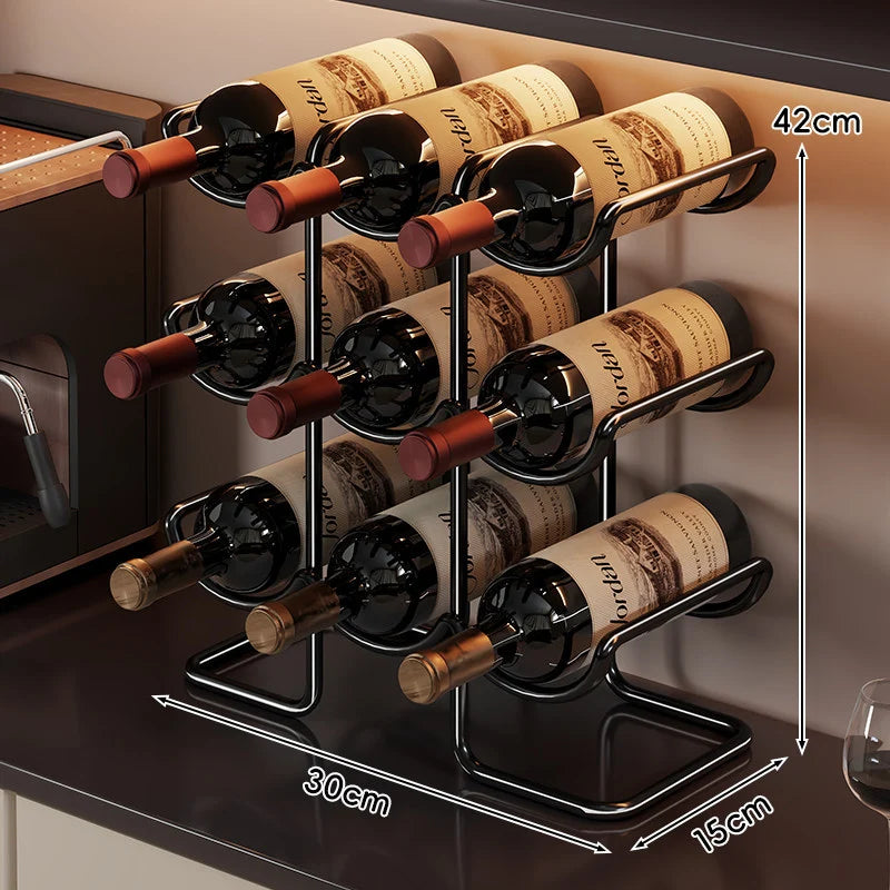 Wine Rack Powder-Coated Metal 6-Bottle Capacity Stackable Design
