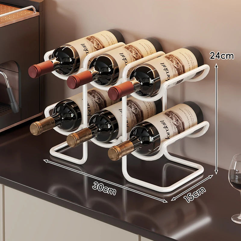 Wine Rack Powder-Coated Metal 6-Bottle Capacity Stackable Design