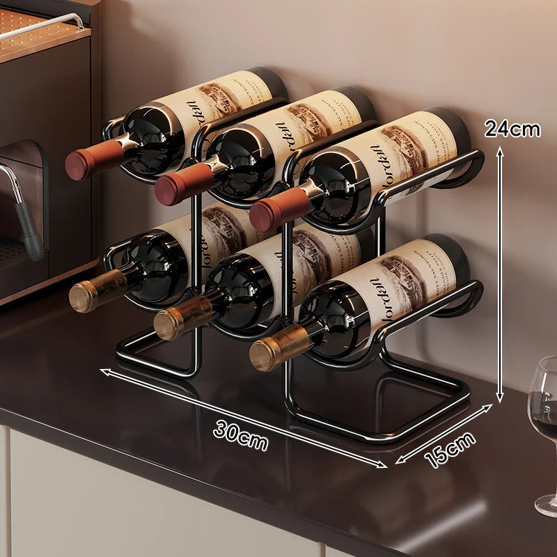 Wine Rack Powder-Coated Metal 6-Bottle Capacity Stackable Design