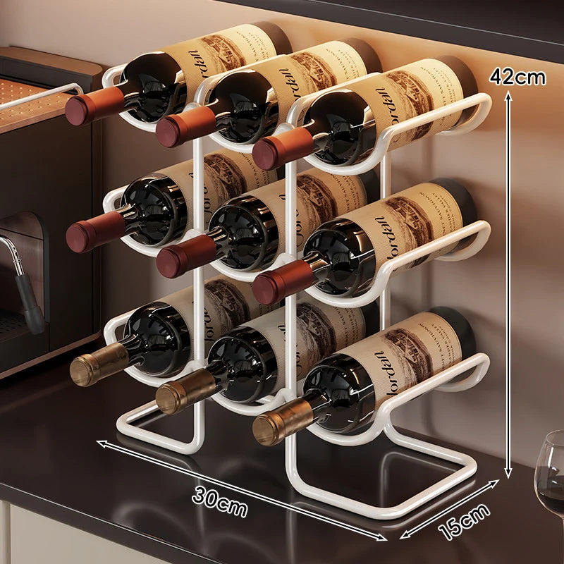 Wine Rack Powder-Coated Metal 6-Bottle Capacity Stackable Design