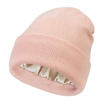 Winter Beanie Wool Outer Silk Lining Hair-Friendly