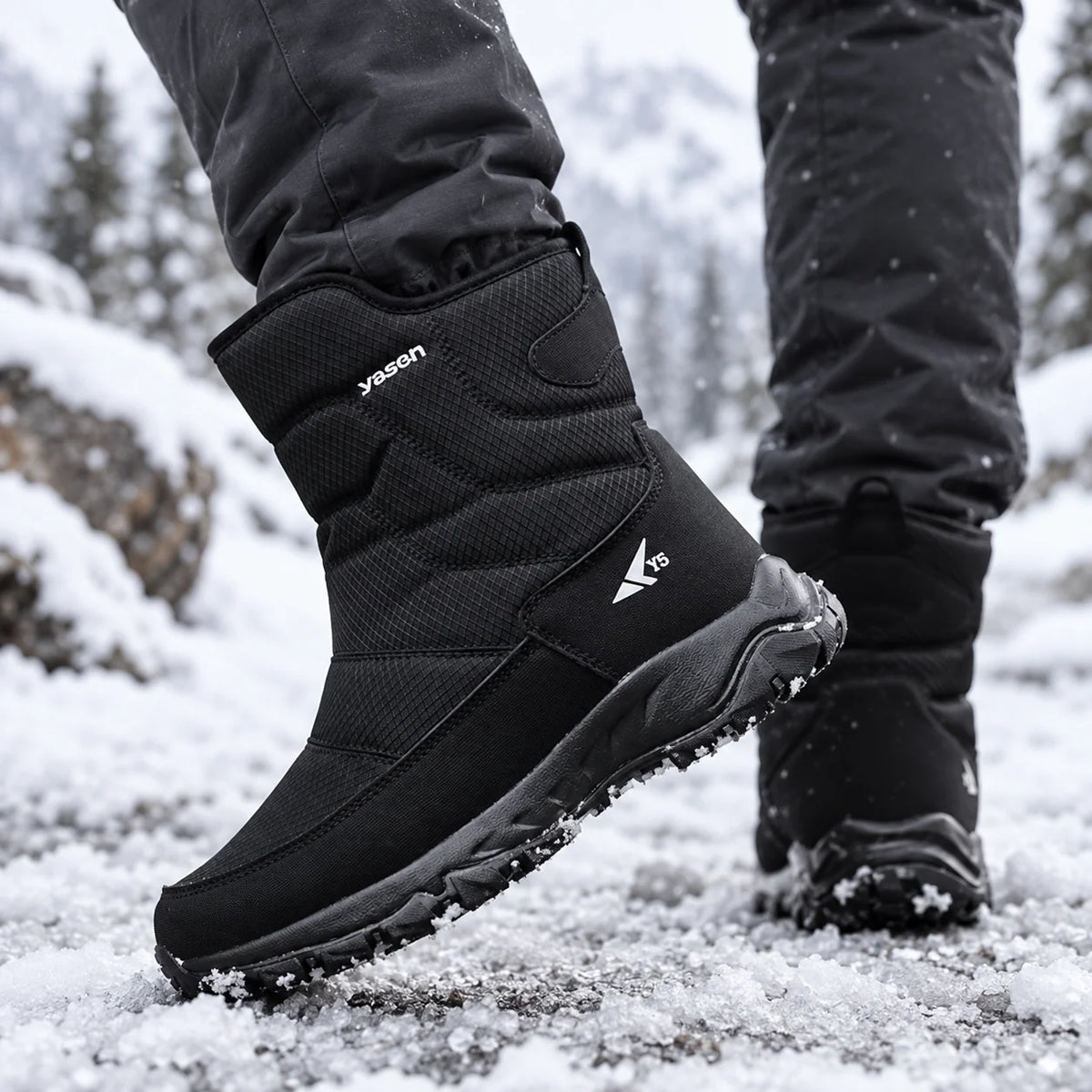 Winter Boots Water-Repellent Plush Lined Side Zipper Non-Slip Sole