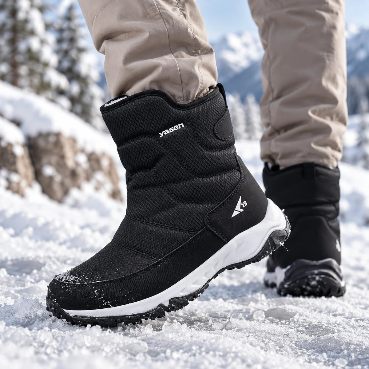 Winter Boots Water-Repellent Plush Lined Side Zipper Non-Slip Sole