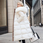 Winter Coat Long Belted Fur-Trimmed Hood