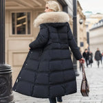 Winter Coat Long Belted Fur-Trimmed Hood