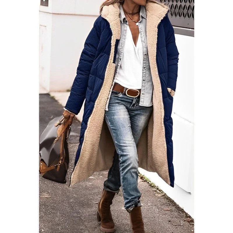 Winter Coat Reversible Teddy Fleece Lined Hooded Long Style
