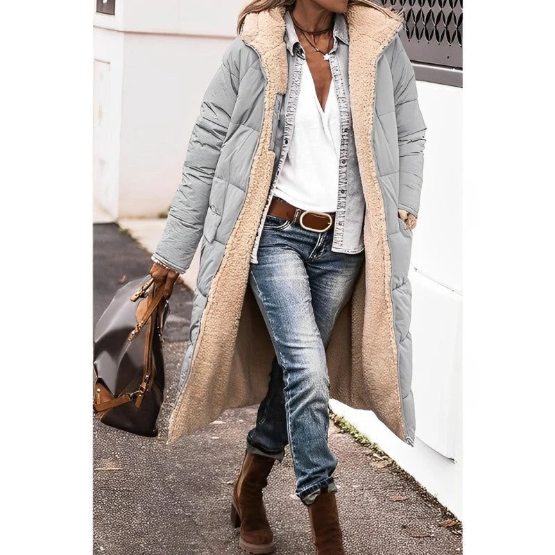 Winter Coat Reversible Teddy Fleece Lined Hooded Long Style