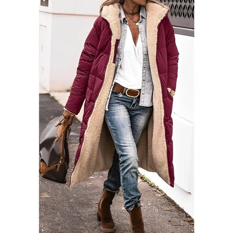Winter Coat Reversible Teddy Fleece Lined Hooded Long Style