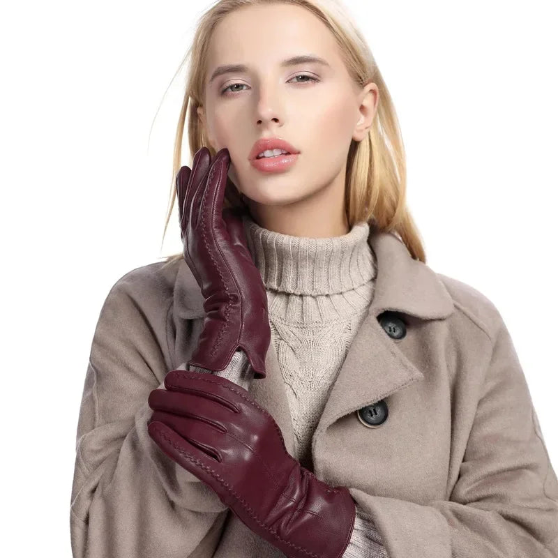 Winter Gloves Genuine Leather Fleece Lined Flexible Fit