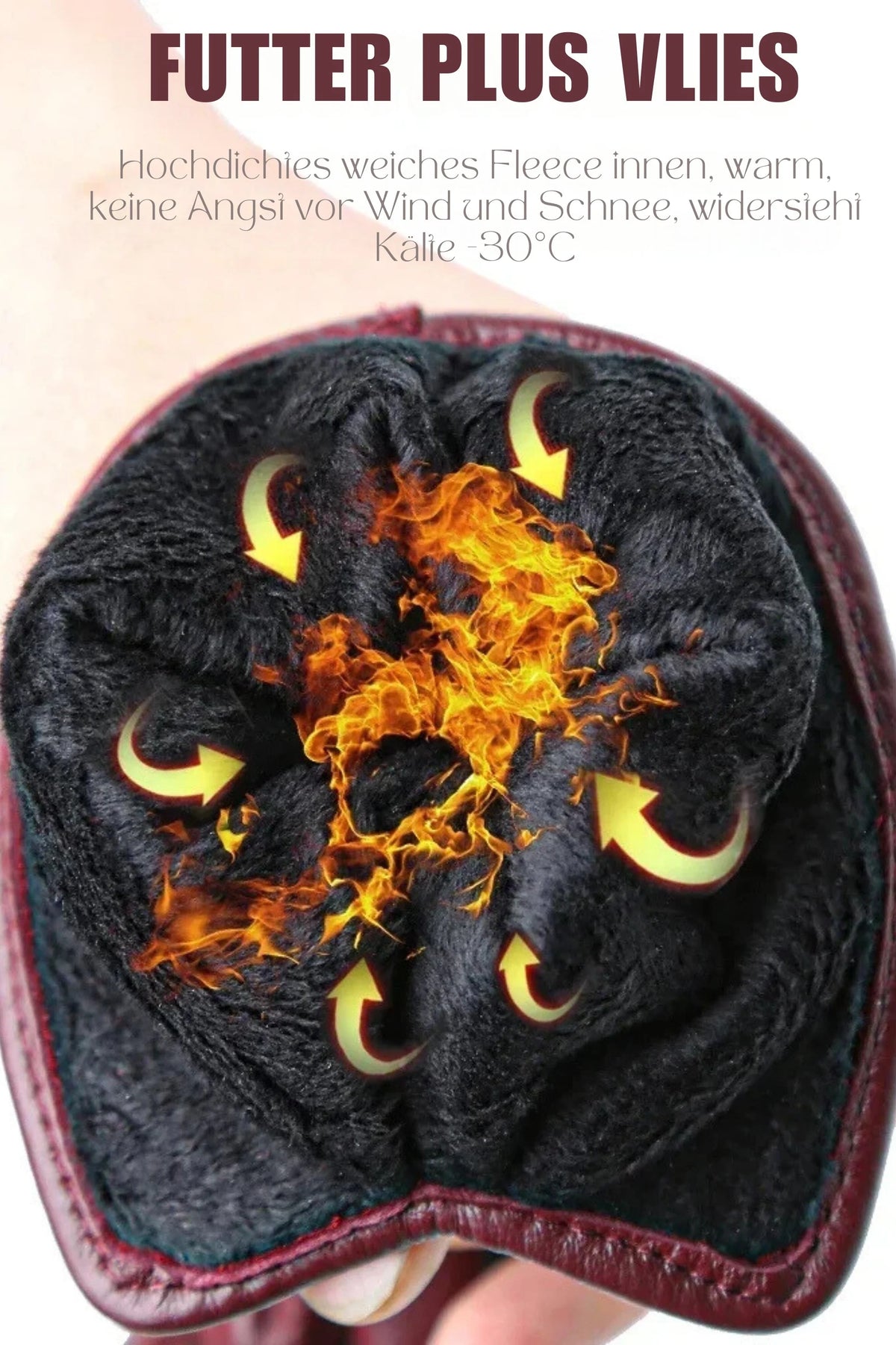 Winter Gloves Genuine Leather Fleece Lined Flexible Fit