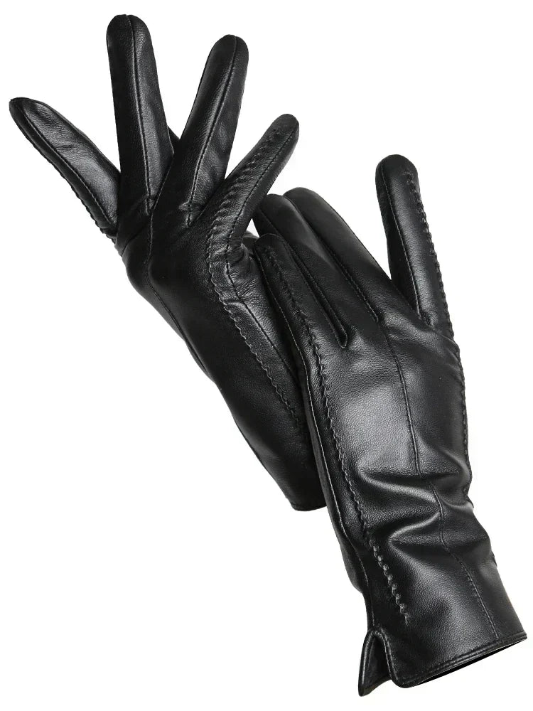 Winter Gloves Genuine Leather Fleece Lined Flexible Fit