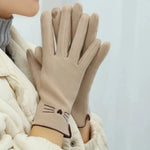 Winter Gloves Touchscreen Fleece-Lined Embroidered Cat Design