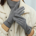 Winter Gloves Touchscreen Fleece-Lined Embroidered Cat Design