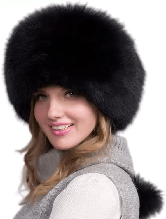 Winter Hat Genuine Fox Fur Ear Flaps