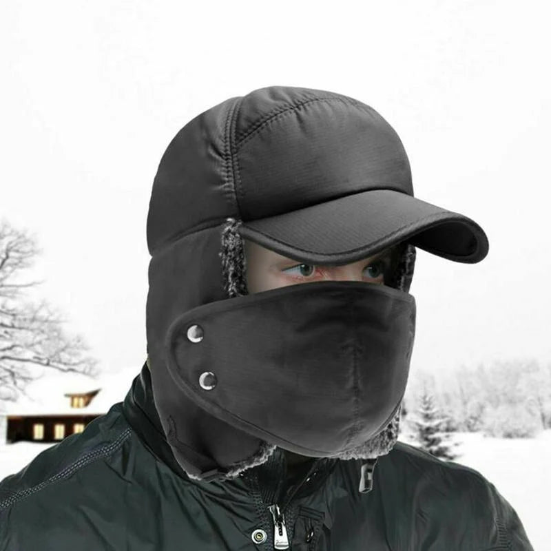 Winter Hat Waterproof Windproof Detachable Face Covering