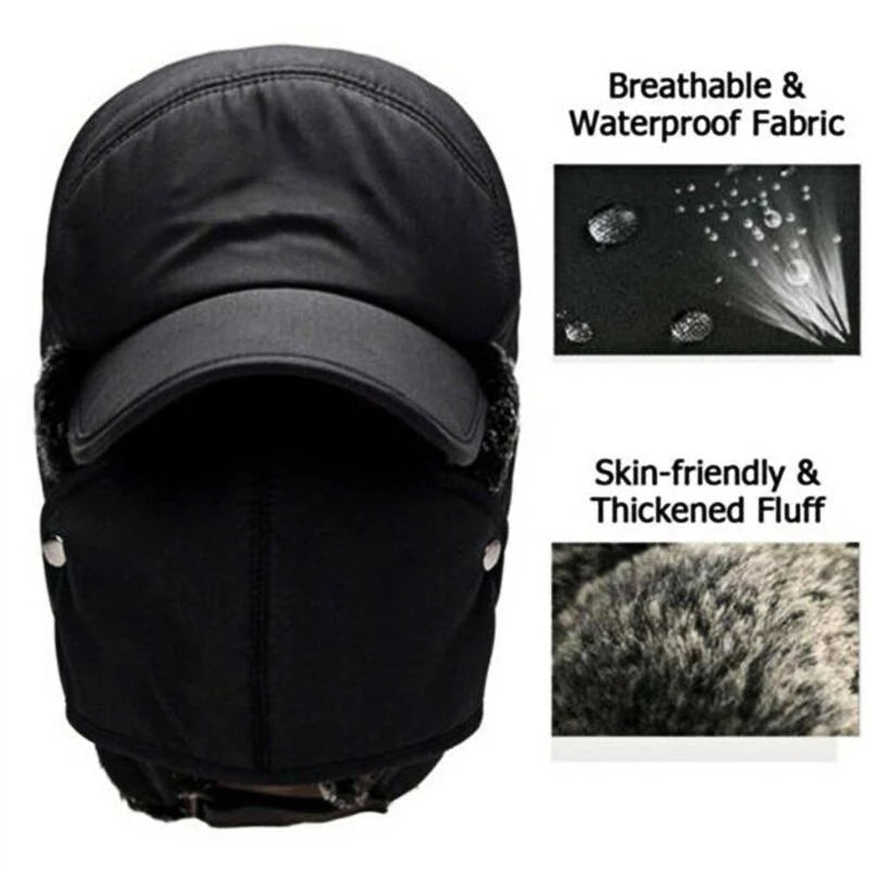 Winter Hat Waterproof Windproof Detachable Face Covering