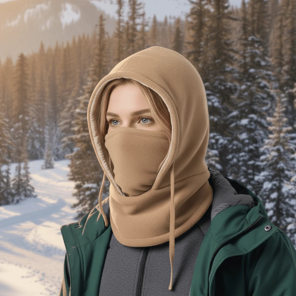 Winter Hat Windproof Fleece-Lined Removable Face & Neck Cover