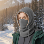 Winter Hat Windproof Fleece-Lined Removable Face & Neck Cover