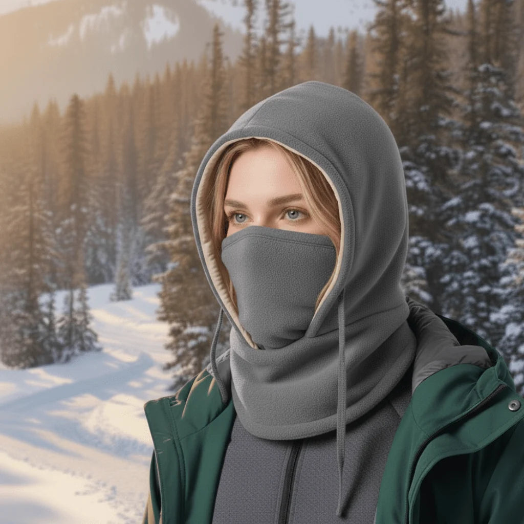 Winter Hat Windproof Fleece-Lined Removable Face & Neck Cover