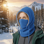 Winter Hat Windproof Fleece-Lined Removable Face & Neck Cover