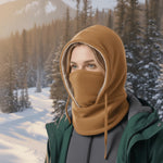 Winter Hat Windproof Fleece-Lined Removable Face & Neck Cover