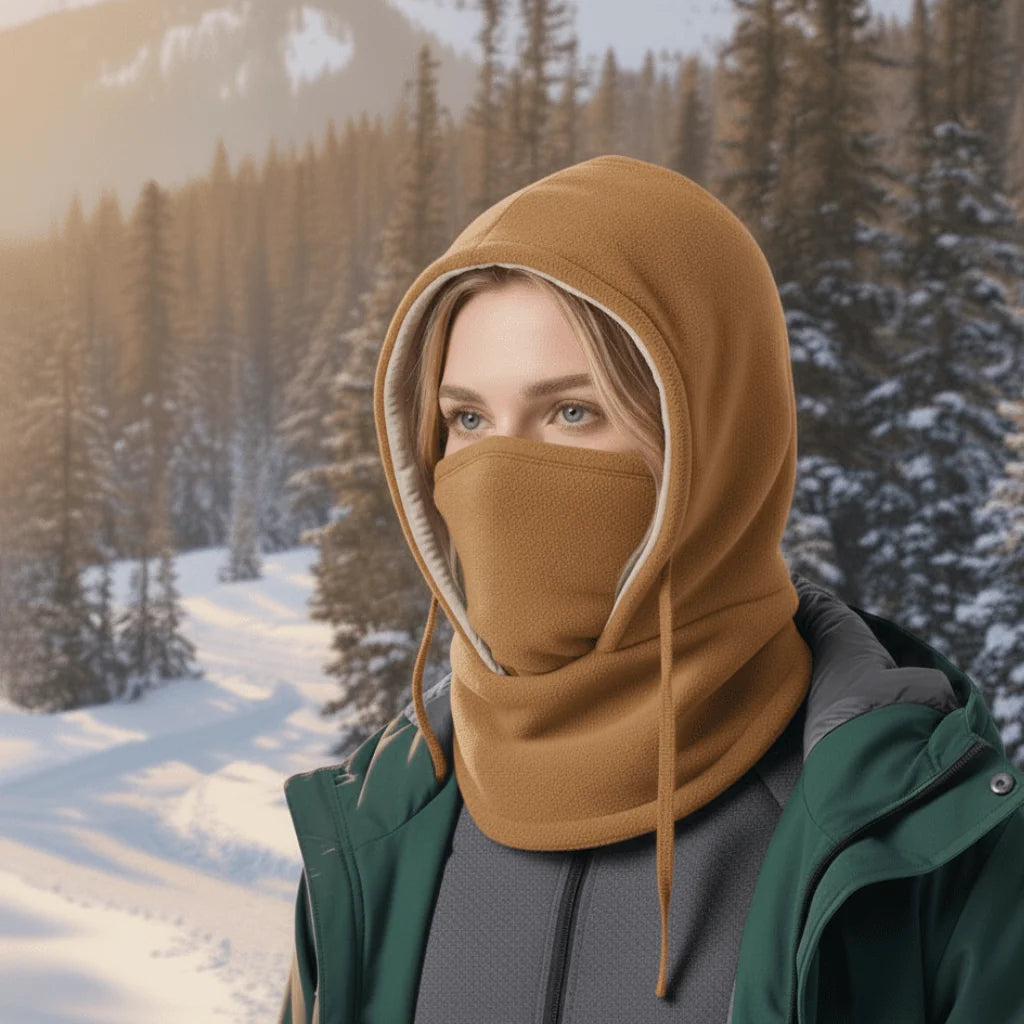 Winter Hat Windproof Fleece-Lined Removable Face & Neck Cover