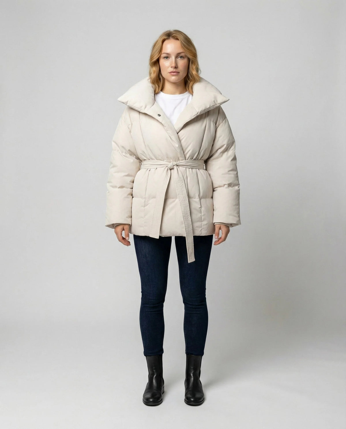 Winter Jacket Fitted Belt Lightweight Insulationablytyped