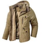 Winter Jacket Fleece-Lined Canvas Detachable Hood