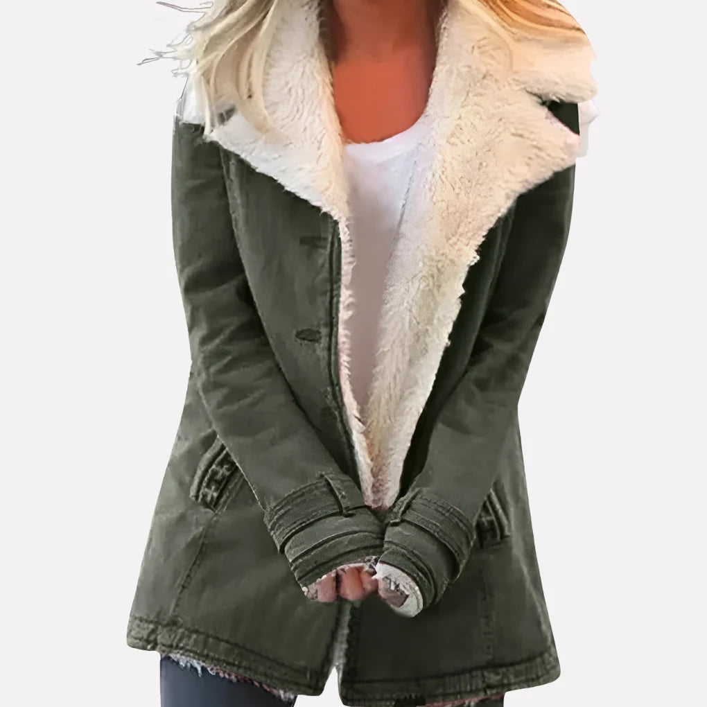 Winter Jacket Insulated High Collar Full-Zip Closure