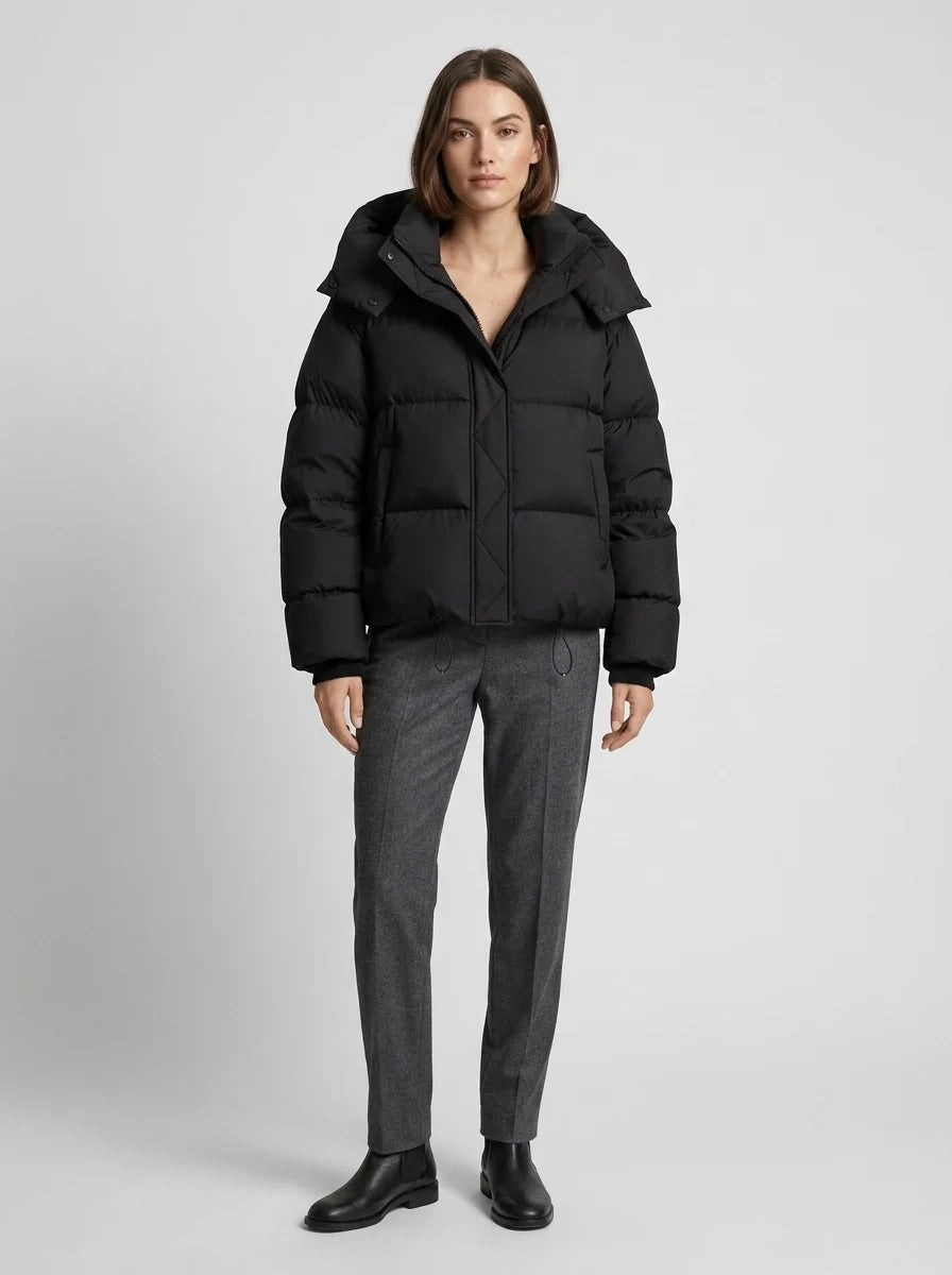 Winter Jacket Oversized Quilted Hooded Short