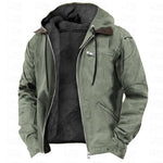 Winter Jacket Warm Lined Detachable Hood Full-Length Zipper