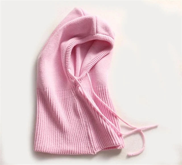 Winter Knit Hat Hooded Drawstring Wool Packable