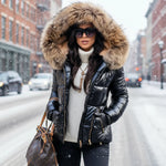 Winter Parka Thick Padded Hooded Wind-Resistant Water-Repellent