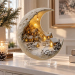 Winter Village Decoration Acrylic Crescent Moon Display
