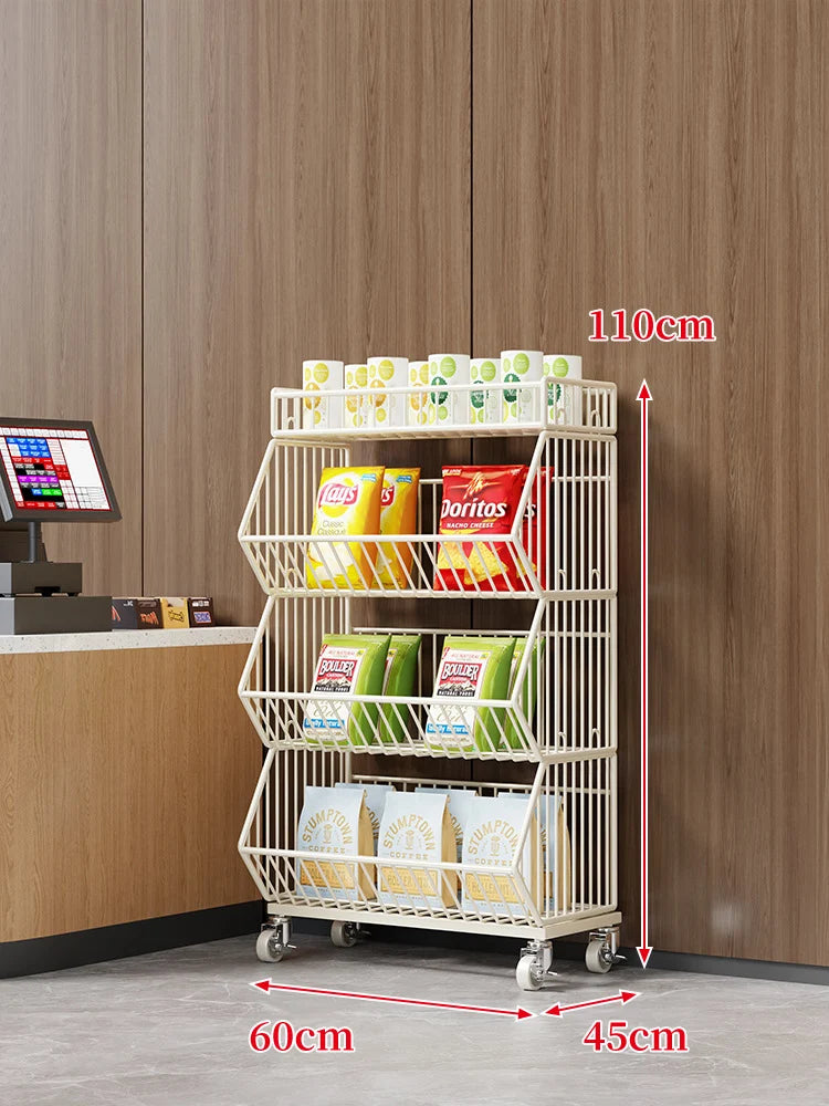 Wire Basket Storage Cart Rolling Swivel Casters