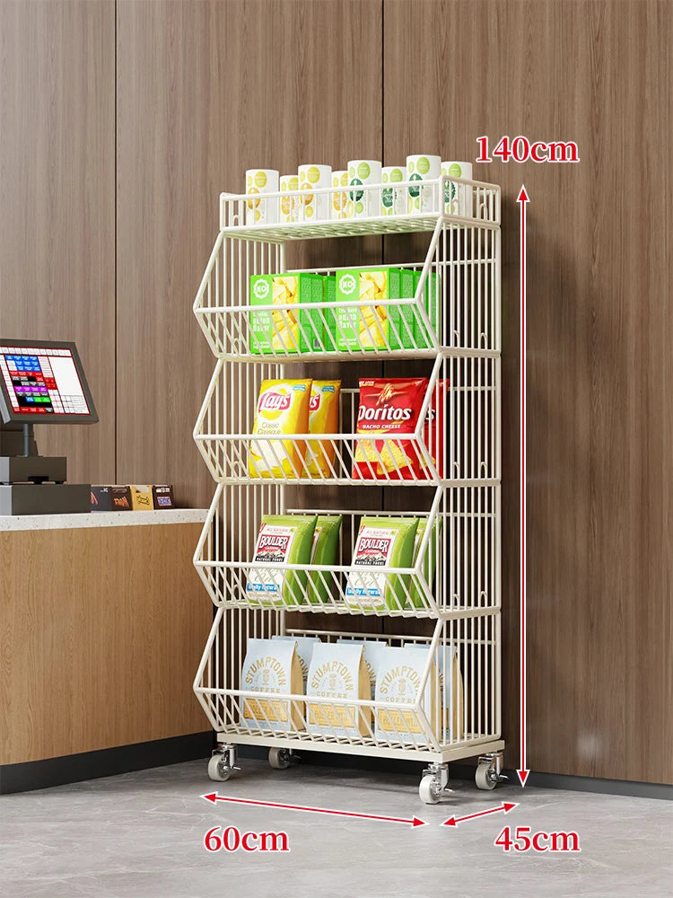 Wire Basket Storage Cart Rolling Swivel Casters
