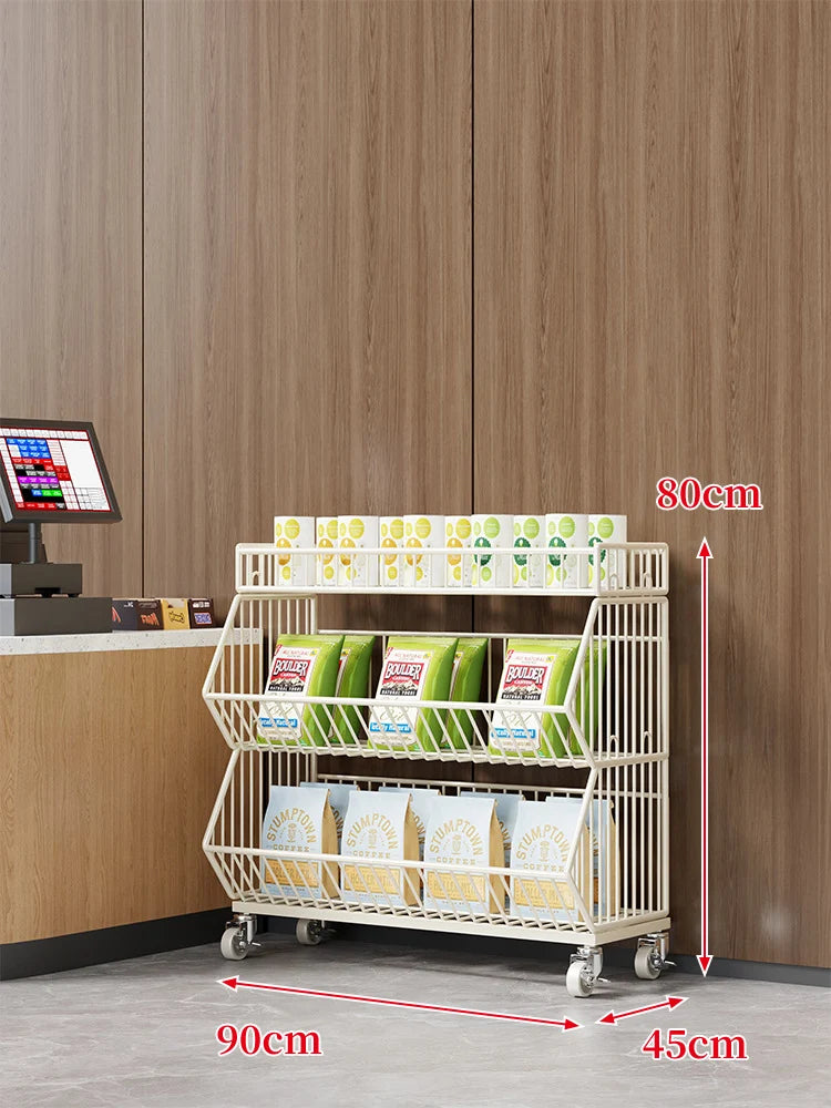 Wire Basket Storage Cart Rolling Swivel Casters